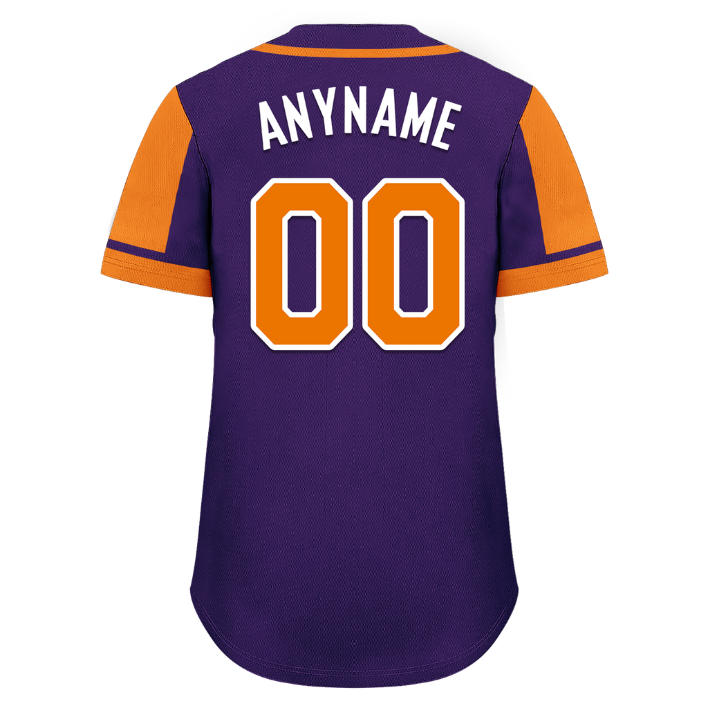 Custom Purple Orange Raglan Sleeves Personalized Authentic Baseball Jersey BSBJ01-D017184