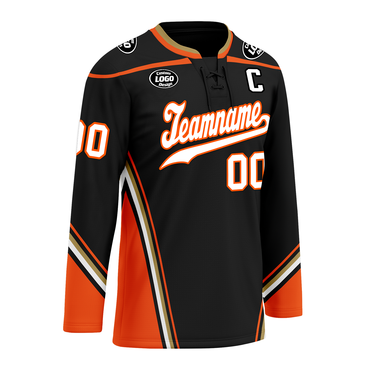 Custom Black Orange Personalized Hockey Jersey HCKJ01-D0a70d8