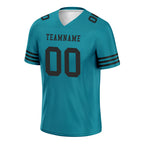 Custom Teal Black Striped Sleeves Personalized Authentic Football Jersey FBJ02-D06042