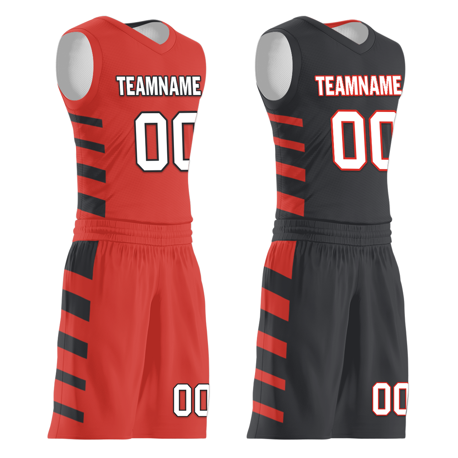 Custom Red Black Classic Style Reversible Basketball Uniform Personalized COOLMAX BBJR-D017038
