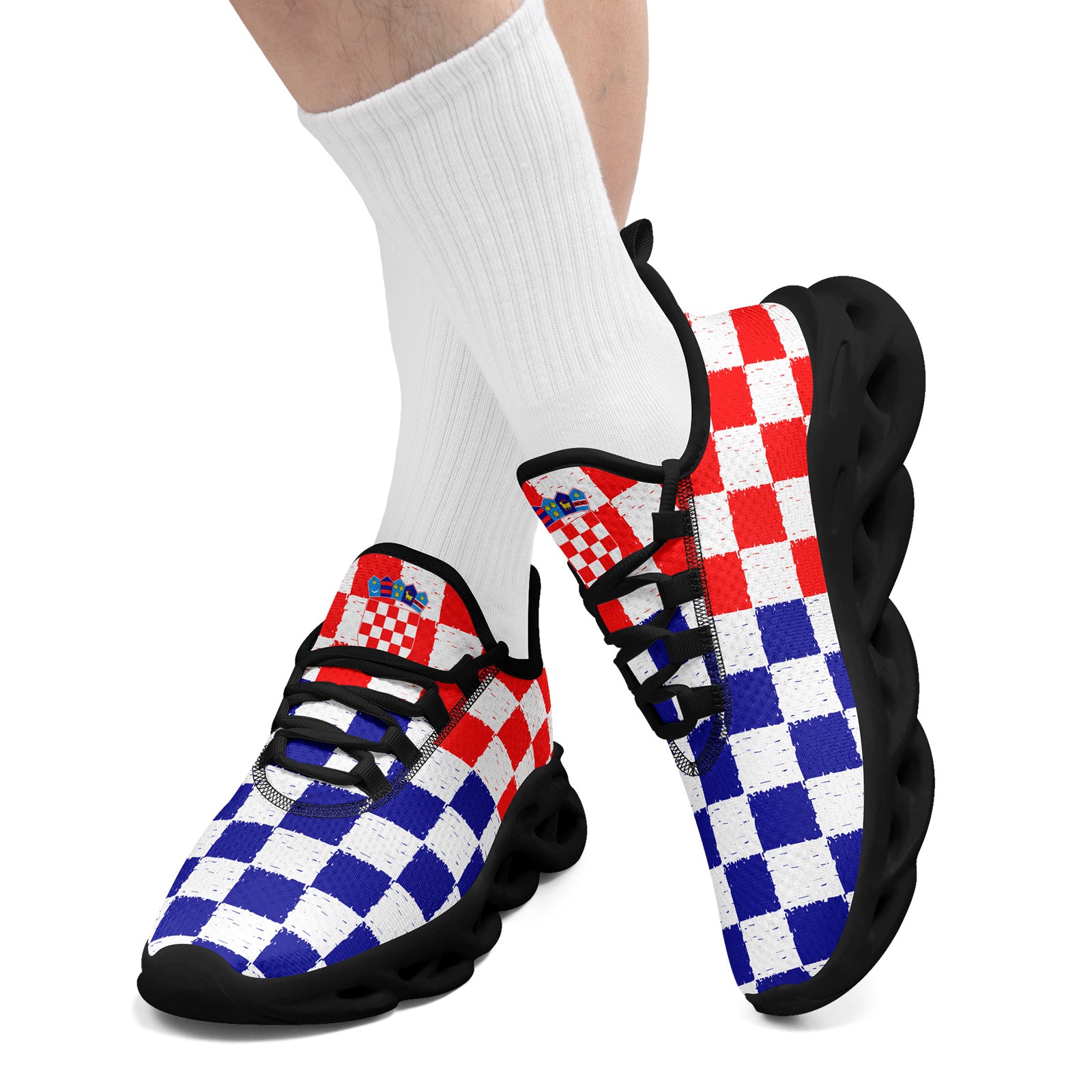 Custom Croatia 2026 World Cup Sneakers DIY Country Flag Running Shoes Lightweight Sport Shoes Gift for Football Fans Personalized Team Name and Logo FN003-F009104-1