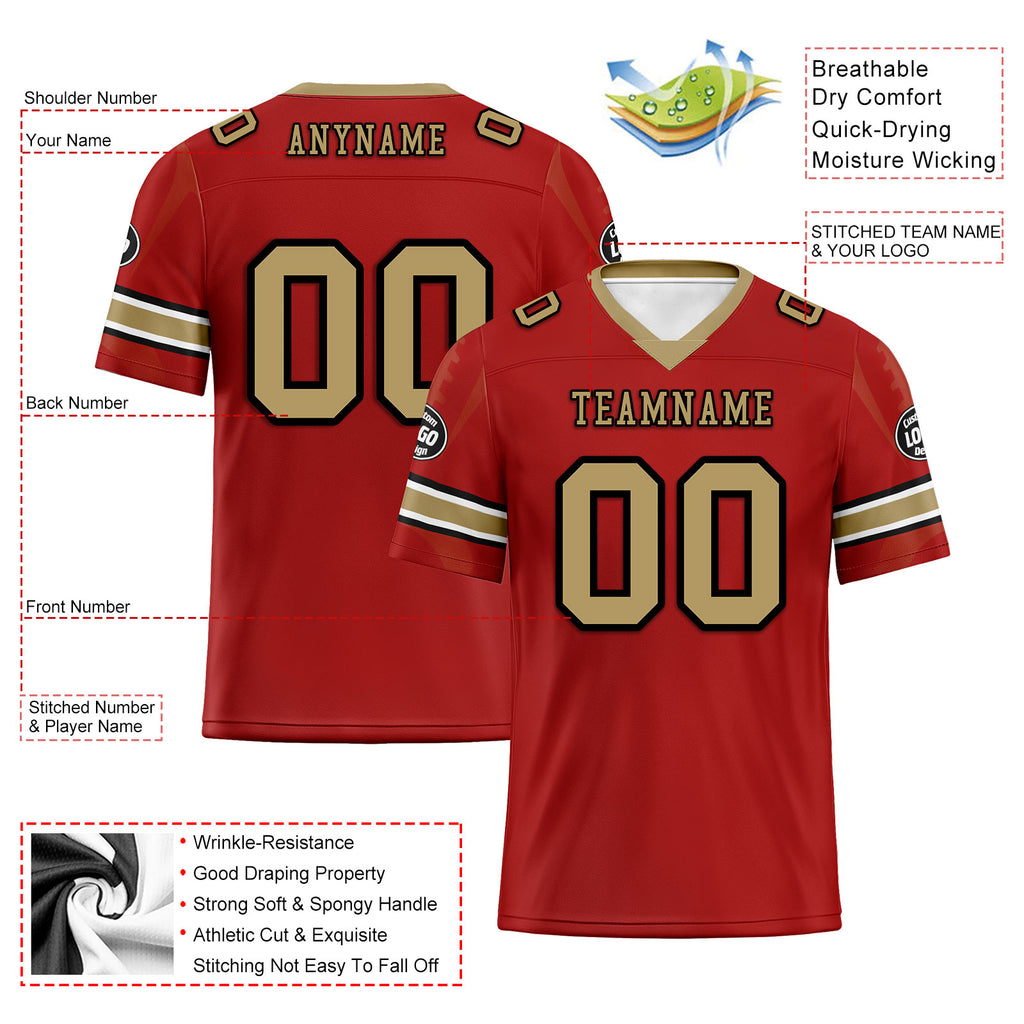 Custom Red San Francisco Personalized Authentic Football Jersey FBJ02-D025033-22