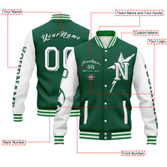 Custom Green White New York Jacket Bomber Full-Snap Varsity Letterman Personalized Jacket FZ005SX-D020290-28