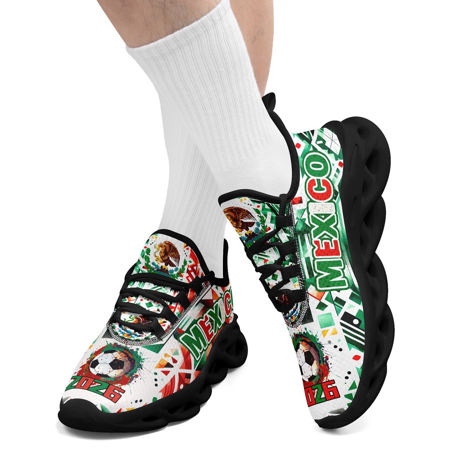 Custom 2026 World Cup Mexico Sneakers DIY Country Flag Running Shoes Lightweight Sport Shoes Gift for Football Fans Personalized Team Name and Logo FN003-F023045-5
