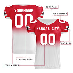 Custom Red White Fade Fashion Kansas City High-Performance American Football Jersey FBJ06-D020252-18