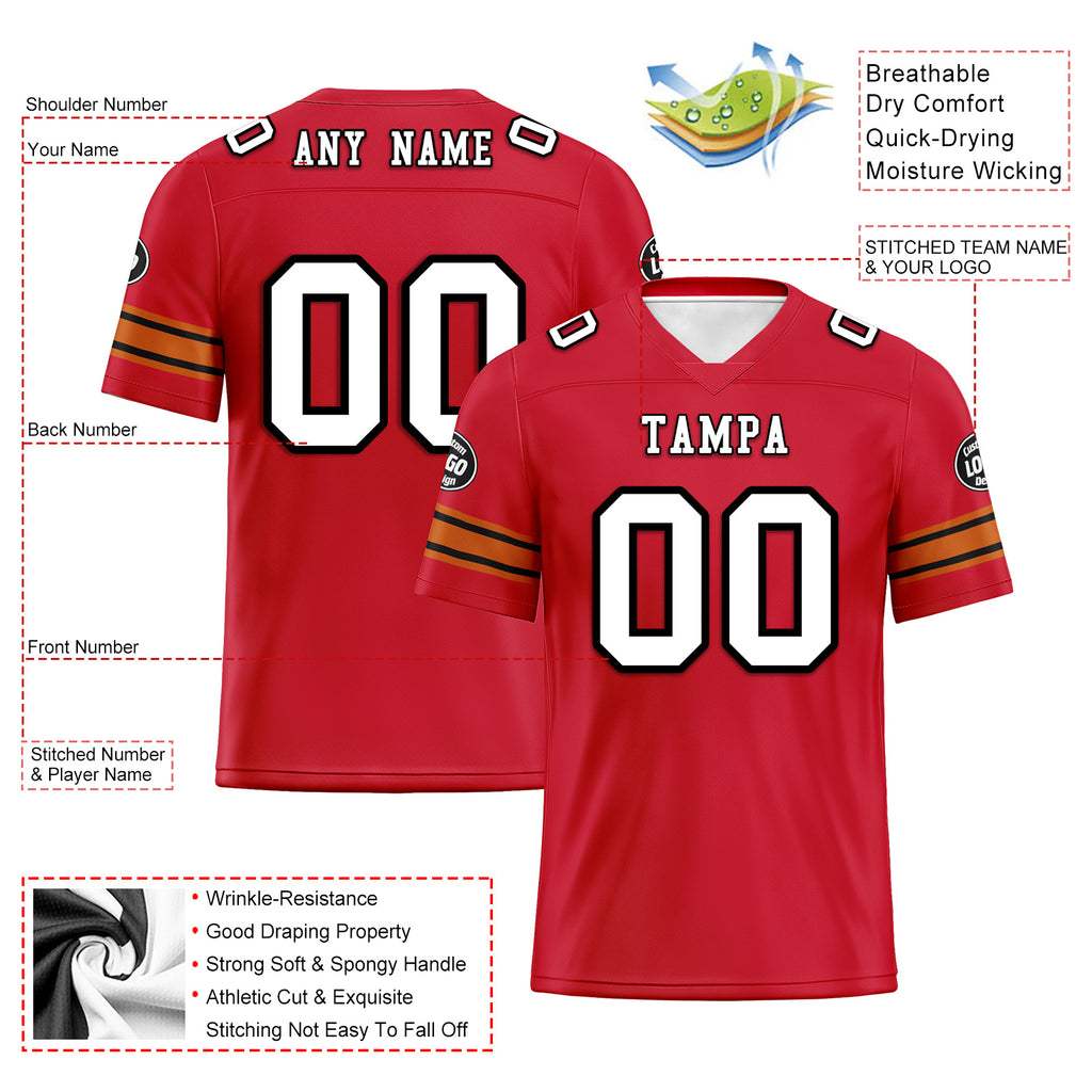 Custom Red Tampa Personalized Authentic Football Jersey FBJ02-D020256-15