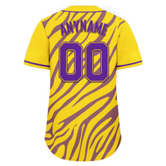 Custom Gold Purple Zebra Pattern Personalized Authentic Baseball Jersey BSBJ01-D020201-14