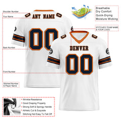 Custom White Orange Denver Personalized Authentic Football Jersey FBJ02-D020256-28