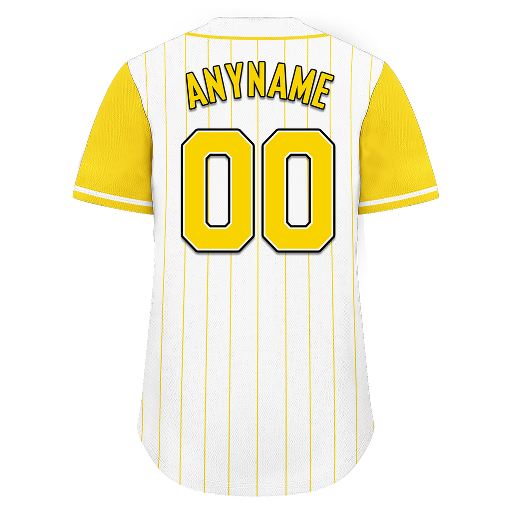 Custom White Yellow Stripe Fashion Personalized Authentic Baseball Jersey BSBJ01-D017241