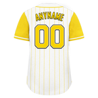 Custom White Yellow Stripe Fashion Personalized Authentic Baseball Jersey BSBJ01-D017241