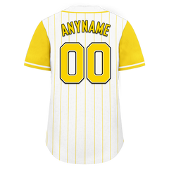 Custom White Yellow Stripe Fashion Personalized Authentic Baseball Jersey BSBJ01-D017241