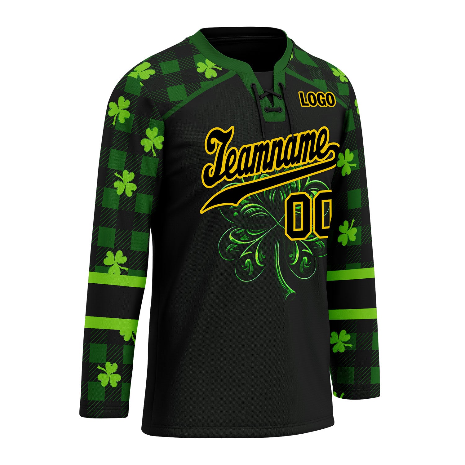 Custom Four-leaf clover Personalized Hockey Jersey HCKJ01-E0615-8
