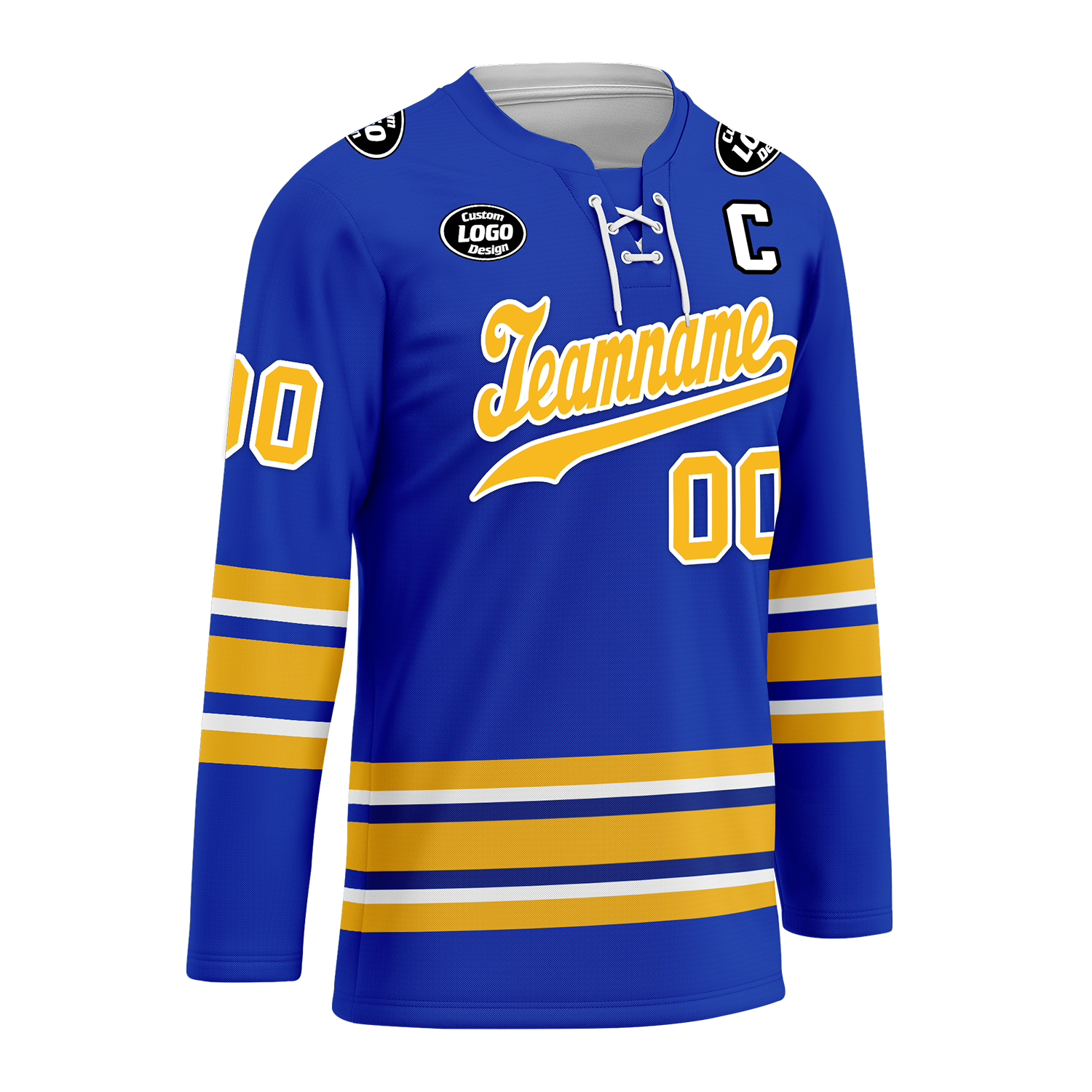 Custom Blue Yellow Personalized Hockey Jersey HCKJ01-D0a70aa