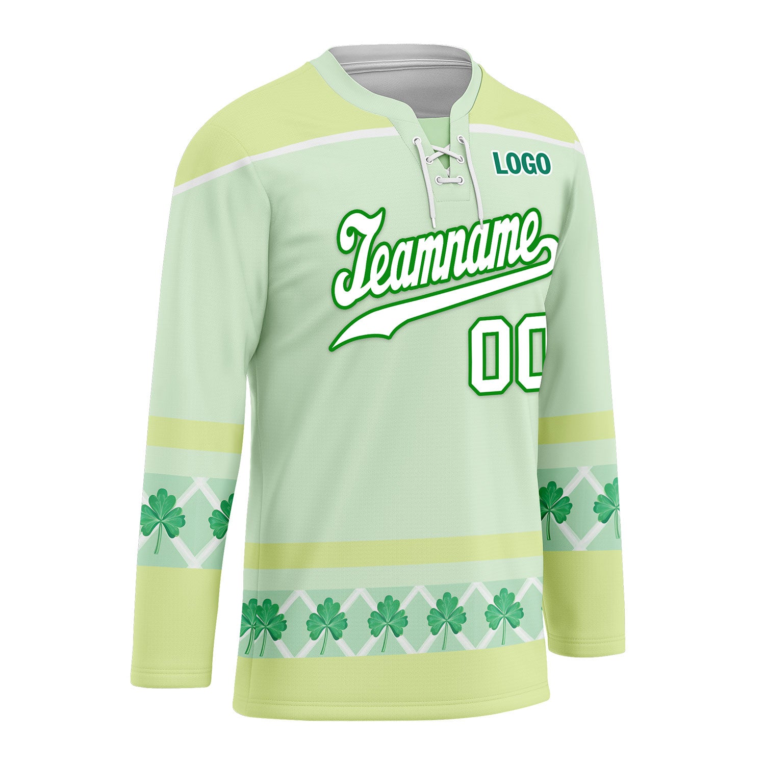 Custom Four-leaf clover Personalized Hockey Jersey HCKJ01-E0615-10