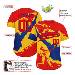 Custom Red Yellow Blue Colombian Flag Personalized Authentic Baseball Jersey BSBJ01-E06022-11