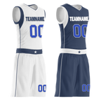 Custom White Blue Classic Style Reversible Basketball Uniform Personalized Ordinary BBJR-D017054