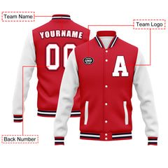 Custom Red Gray Waterproof Jacket Bomber Full-Snap Varsity Letterman Personalized Jacket FZ007CD-D020316-3