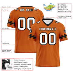 Custom Orange Black Cincinnati Personalized Authentic Football Jersey FBJ02-D020256-30