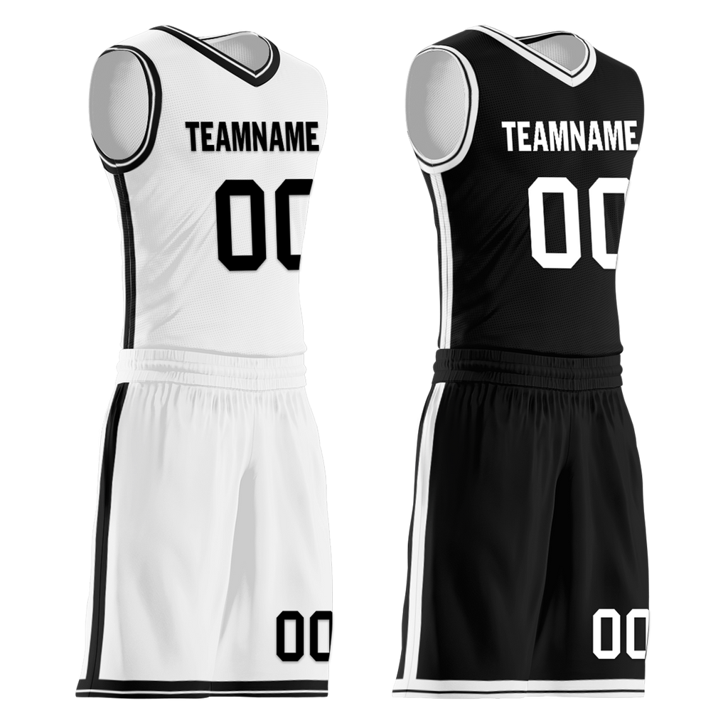 Custom White Black Classic Style Reversible Basketball Uniform Personalized Ordinary BBJR-D017008