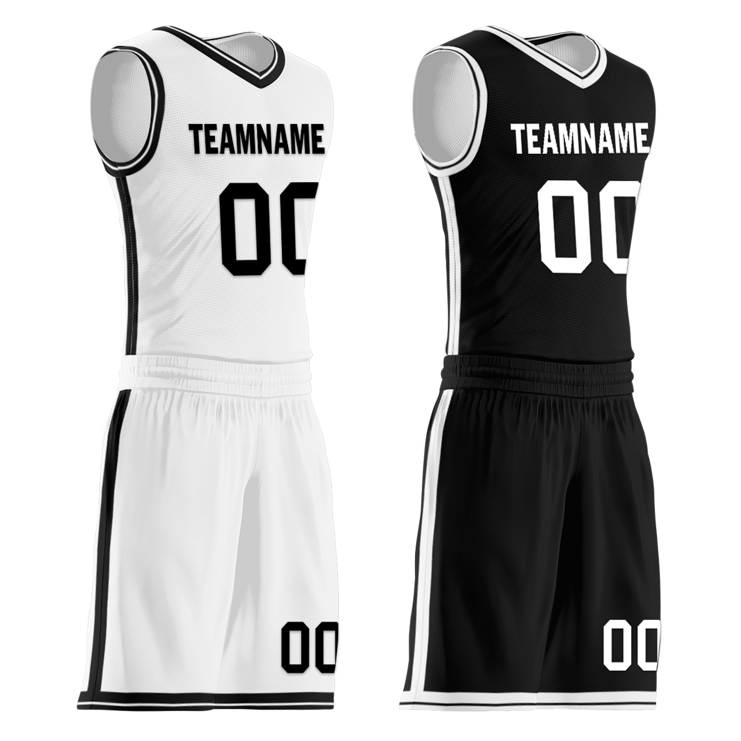Custom White Black Classic Style Reversible Basketball Uniform Personalized Ordinary BBJR-D017008