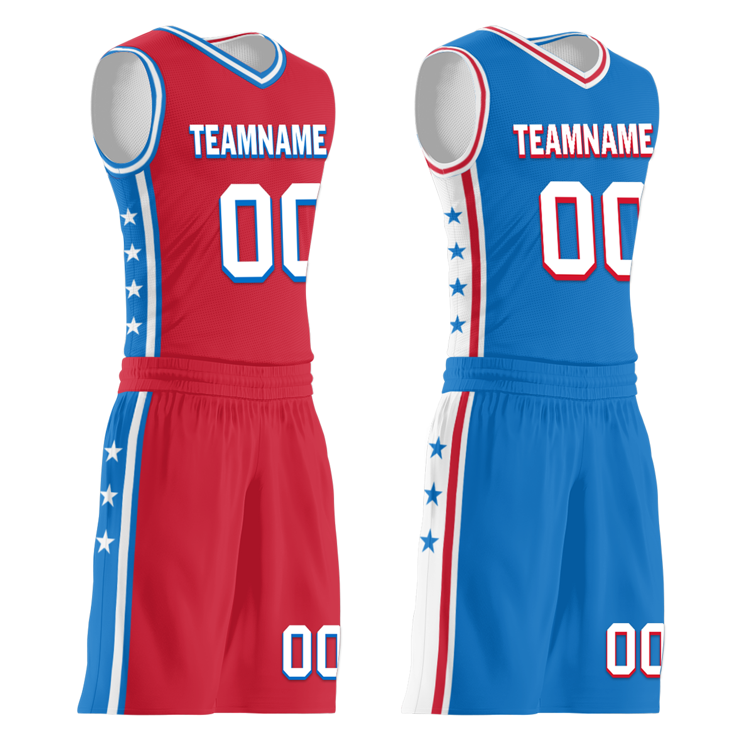 Custom Red Blue Classic Style Reversible Basketball Uniform Personalized Ordinary BBJR-D017022