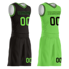 Custom Black Green Classic Style Reversible Basketball Uniform Personalized COOLMAX BBJR-D017049