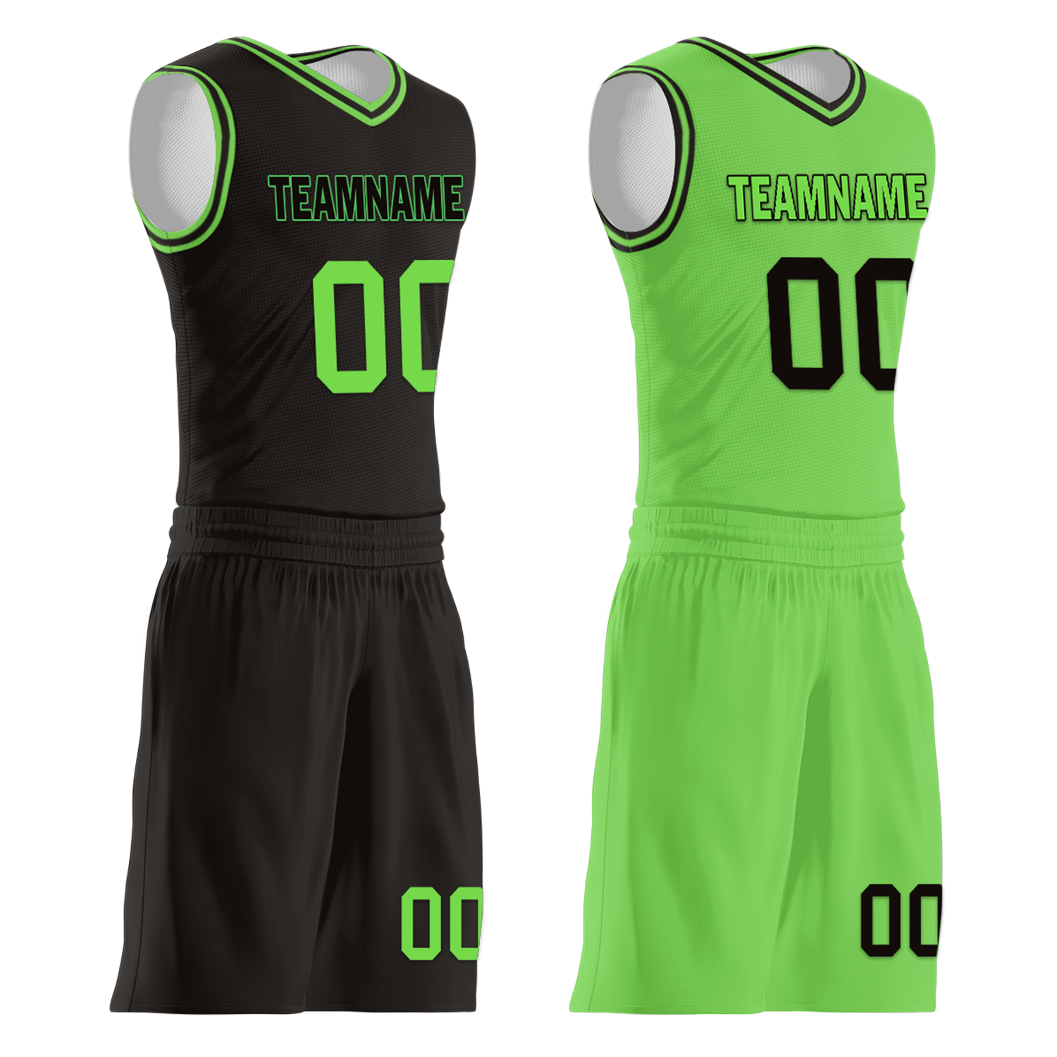 Custom Black Green Classic Style Reversible Basketball Uniform Personalized COOLMAX BBJR-D017049