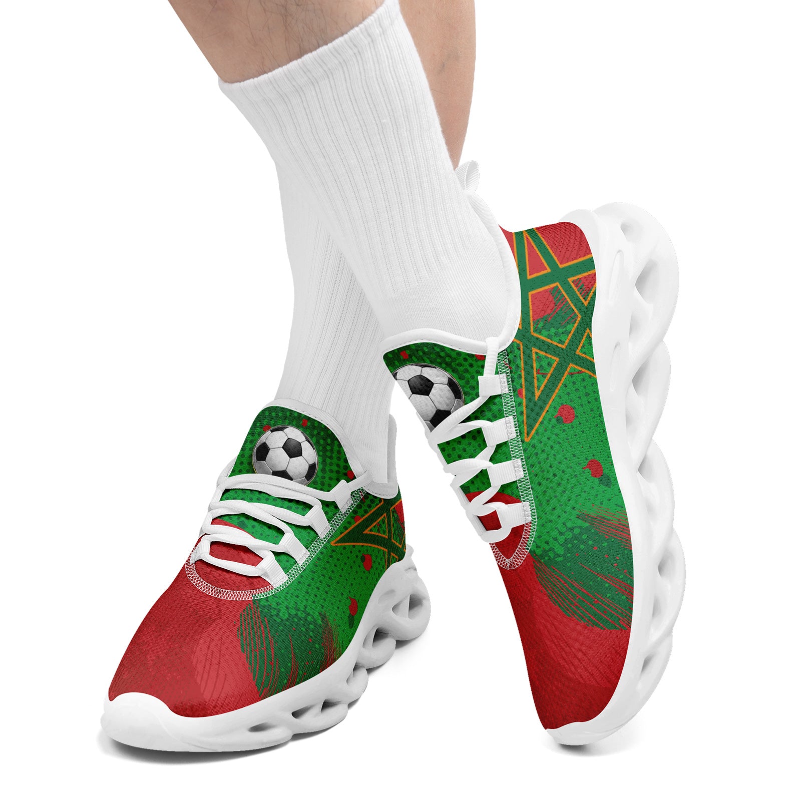 Custom Morocco 2026 World Cup Sneakers DIY Country Flag Running Shoes Lightweight Sport Shoes Gift for Football Fans Personalized Team Name and Logo FN003-F009073-4