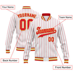 Custom White Red Stripe Fashion Jacket Bomber Full-Snap Varsity Letterman Personalized Jacket FZ005-D020219-16