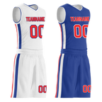 Custom White Blue Classic Style Reversible Basketball Uniform Personalized Ordinary BBJR-D017020