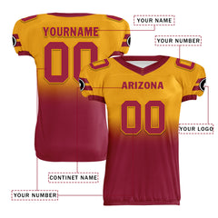 Custom Yellow Red Fade Fashion Arizona High-Performance American Football Jersey FBJ06-D020252-1