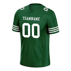 Custom Green White Striped Sleeves Personalized Authentic Football Jersey FBJ02-D06036