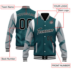 Custom Green Philadelphia Jacket Bomber Full-Snap Varsity Letterman Personalized Jacket FZ005-D025004-21