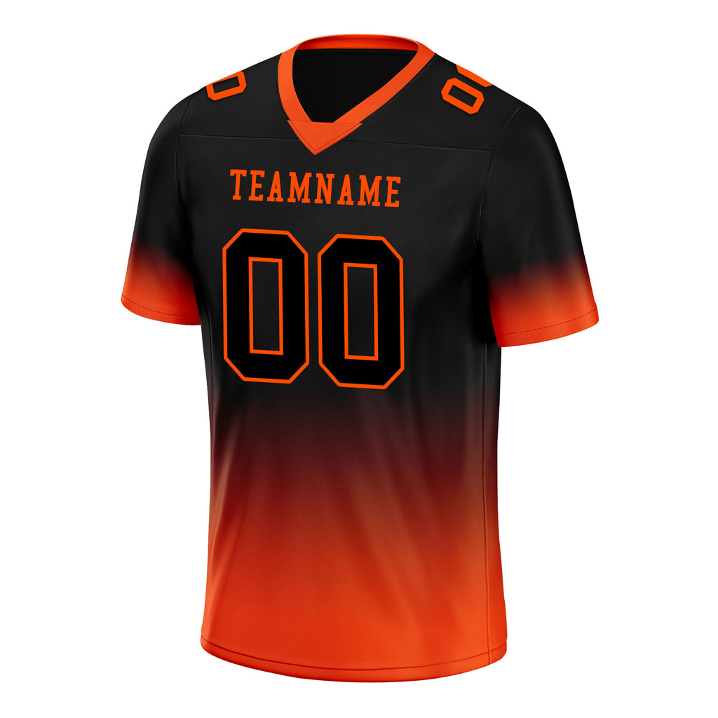 Custom Black Orange Fade Fashion Personalized Authentic Football Jersey FBJ02-D06087
