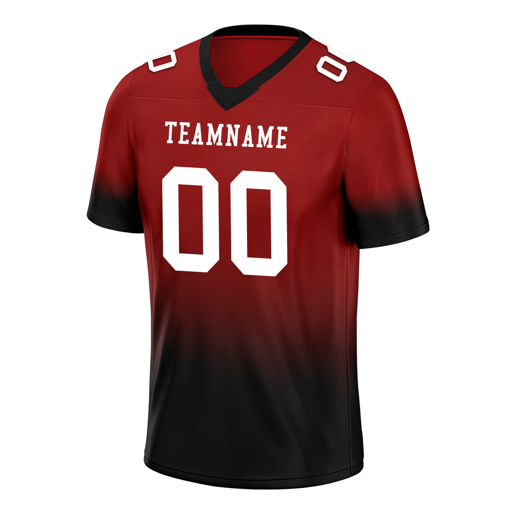 Custom Black Red Fade Fashion Personalized Authentic Football Jersey FBJ02-D06098