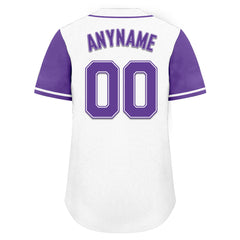 Custom White Purple Raglan Sleeves Personalized Authentic Baseball Jersey BSBJ01-D020200-13