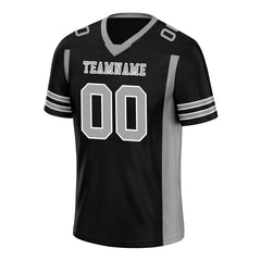 Custom Black Gray Striped Sleeves Personalized Authentic Football Jersey FBJ02-D06076