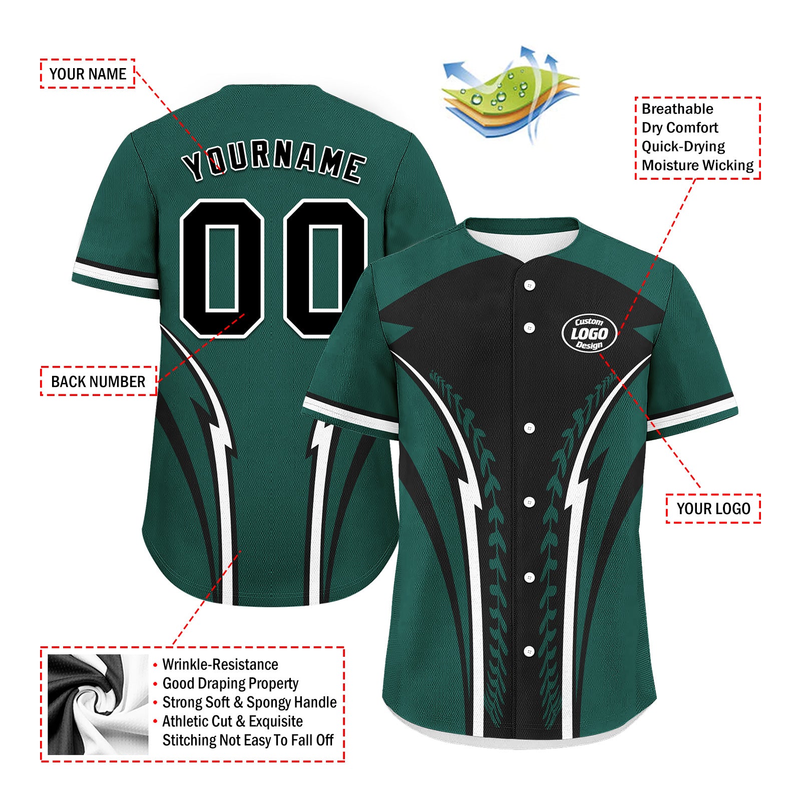 Custom Personalized Authentic Baseball Jersey BSBJ01-E023019-2