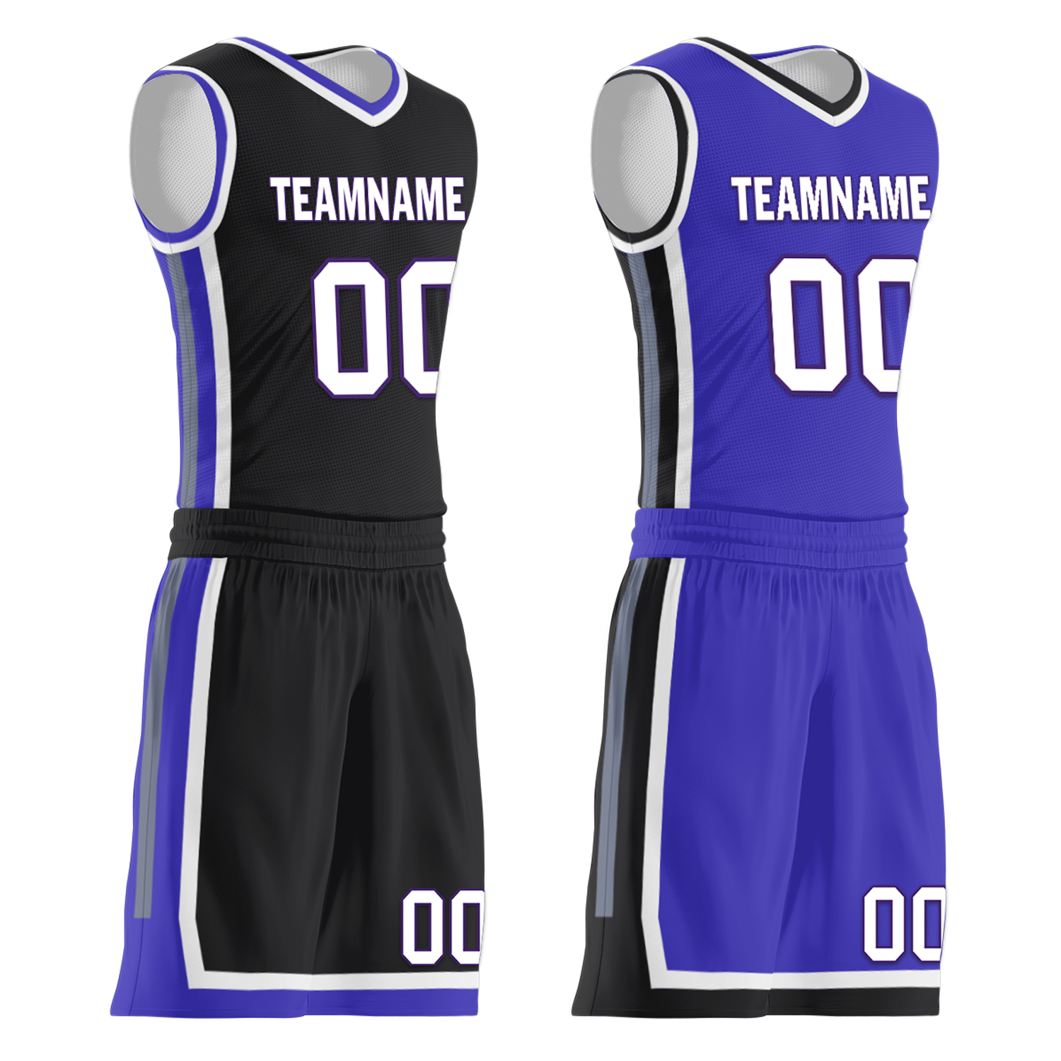 Custom Black Blue Classic Style Reversible Basketball Uniform Personalized Ordinary BBJR-D017036