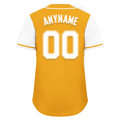 Custom Yellow White Raglan Sleeves Personalized Authentic Baseball Jersey BSBJ01-D020200-12