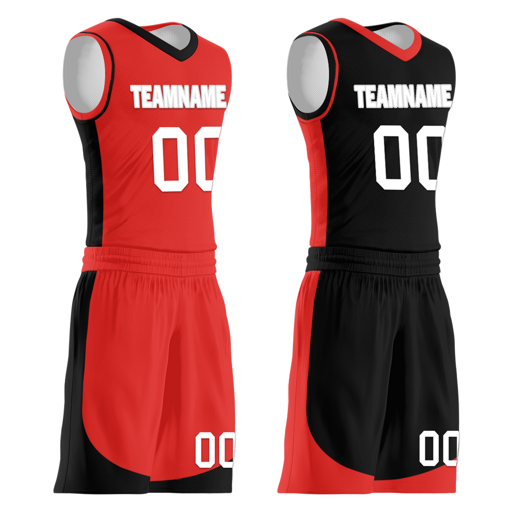 Custom Red Black Classic Style Reversible Basketball Uniform Personalized Ordinary BBJR-D017042