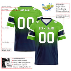 Custom Green Blue Seattle Personalized Authentic Football Jersey FBJ02-D020249-27