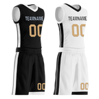 Custom Black White Classic Style Reversible Basketball Uniform Personalized COOLMAX BBJR-D017044