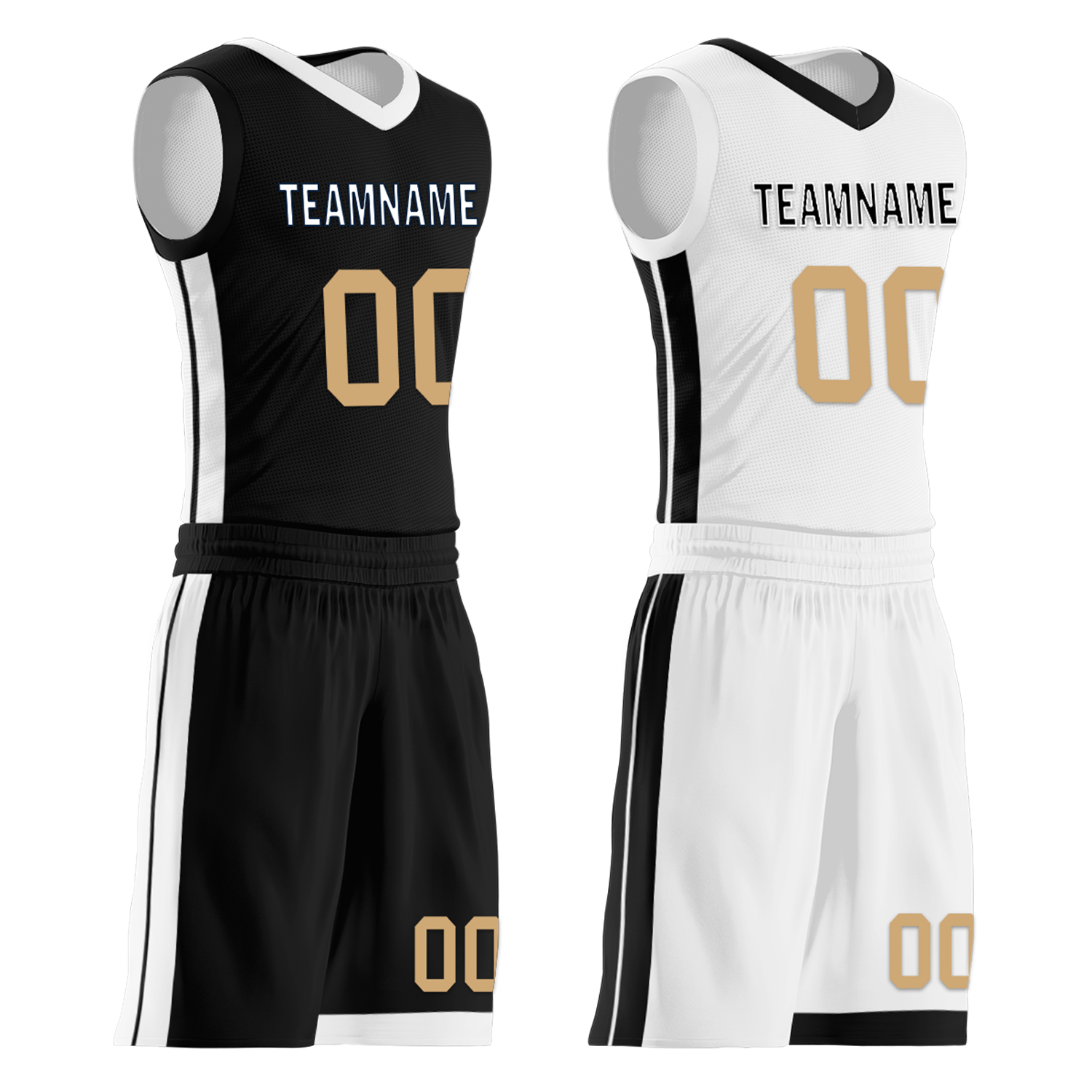 Custom Black White Classic Style Reversible Basketball Uniform Personalized COOLMAX BBJR-D017044