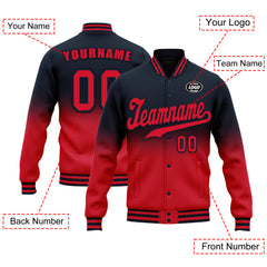 Custom Blue Red Fade Fashion Jacket Bomber Full-Snap Varsity Letterman Personalized Jacket FZ005-D020229-4