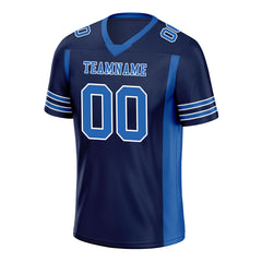 Custom Blue Striped Sleeves Personalized Authentic Football Jersey FBJ02-D06077