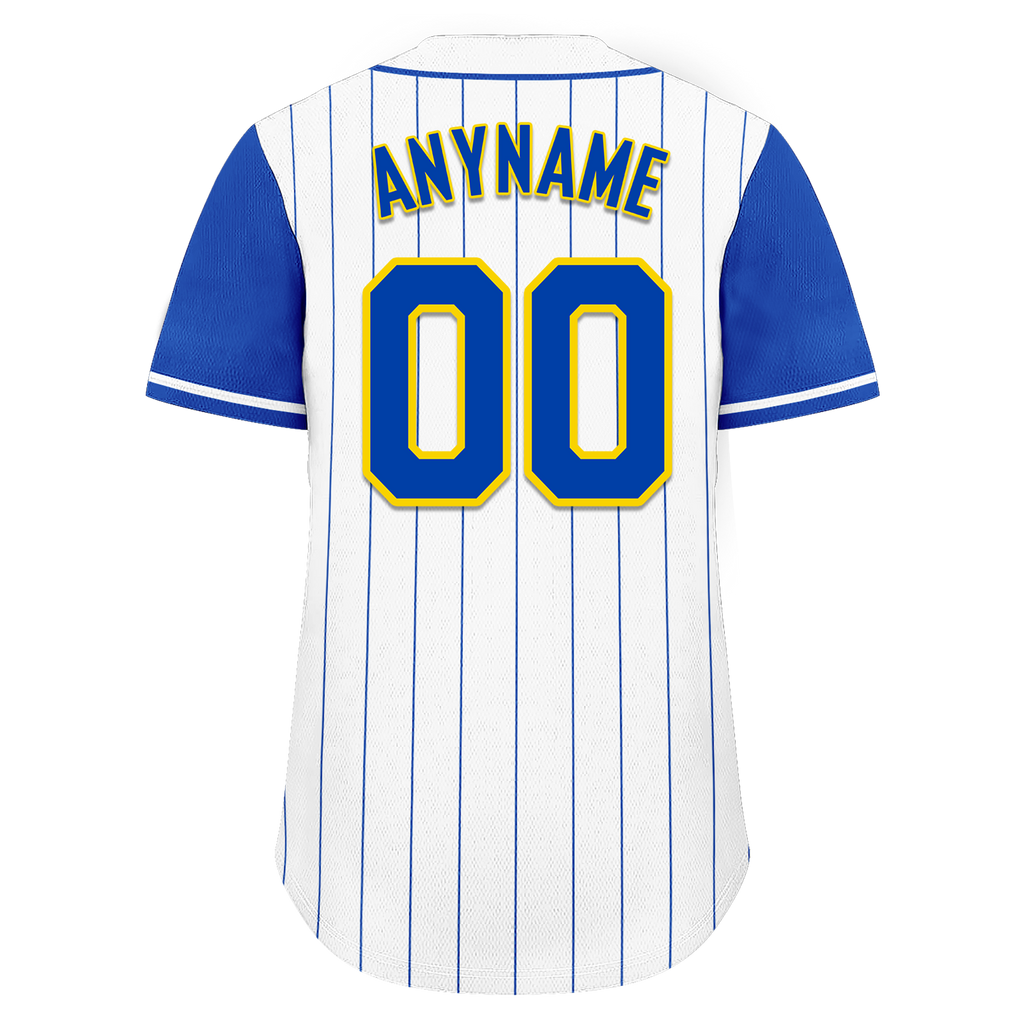 Custom White Blue Stripe Fashion Personalized Authentic Baseball Jersey BSBJ01-D017242