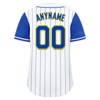 Custom White Blue Stripe Fashion Personalized Authentic Baseball Jersey BSBJ01-D017242