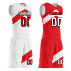Custom White Red Classic Style Reversible Basketball Uniform Personalized COOLMAX BBJR-D017026