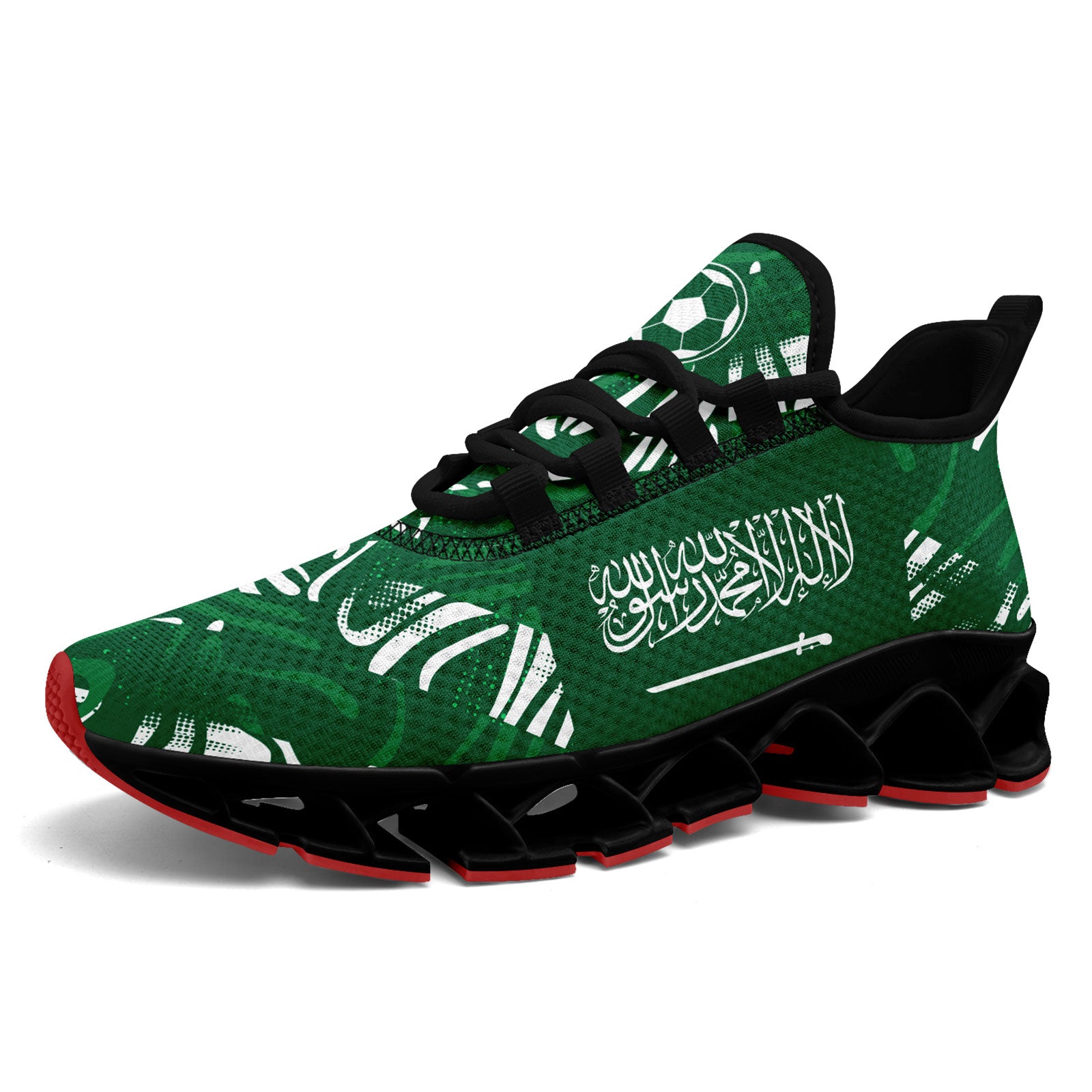 Custom Saudi Arabia 2026 World Cup Sneakers DIY Country Flag Running Shoes Lightweight Sport Shoes Gift for Football Fans Personalized Team Name and Logo FN003XD-F009100-2